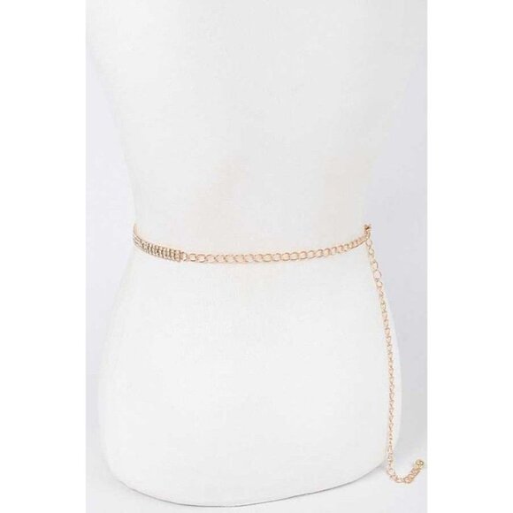 Rhinestone Butterfly Gold Chain Belt main image 4